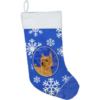 "Caroline's Treasures SS4637-CS Norwich Terrier Winter Snowflakes Christmas Stocking, 11 x 18"", Multicolor"