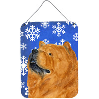"Caroline's Treasures SS4640DS1216 Chow Chow Winter Snowflakes Holiday Aluminium Metal Wall or Door Hanging Prints, 16"" x 12"", Multicolor"