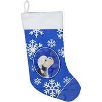 "Caroline's Treasures SS4641-CS Dandie Dinmont Terrier Winter Snowflakes Christmas Stocking, 11 x 18"", Multicolor"