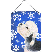 "Caroline's Treasures Dandie Dinmont Terrier Winter Snowflakes Holiday Door Hanging Prints wall-decor, 16"" x 12"", Multicolor"