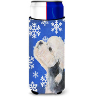 Dandie Dinmont Terrier Winter Snowflakes Holiday Ultra Beverage Insulators for slim cans SS4641MUK