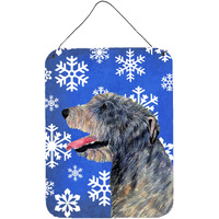 "Caroline's Treasures Irish Wolfhound Winter Snowflakes Holiday Wall or Door Hanging Prints, 16"" x 12"", Multicolor"