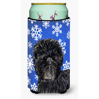 Affenpinscher Winter Snowflakes Holiday  Tall Boy Beverage Insulator Beverage Insulator Hugger