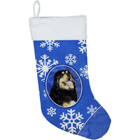 "Caroline's Treasures SS4650-CS Tibetan Mastiff Winter Snowflakes Christmas Stocking, 11 x 18"", Multicolor"