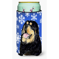 Tibetan Mastiff Winter Snowflakes Holiday  Tall Boy Beverage Insulator Beverage Insulator Hugger