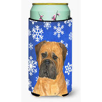 Bullmastiff Winter Snowflakes Holiday  Tall Boy Beverage Insulator Beverage Insulator Hugger