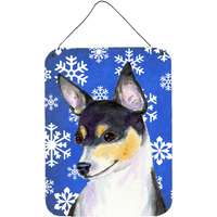 "Caroline's Treasures SS4656DS1216 Chihuahua Winter Snowflakes Holiday Aluminium Metal Wall or Door Hanging Prints, 16"" x 12"", Multicolor"