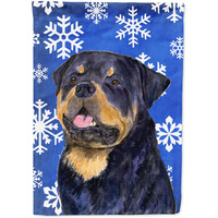 "Caroline's Treasures SS4662CHF Rottweiler Winter Snowflakes Holiday Flag Canvas, Large, Multicolor"