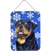 "Caroline's Treasures Rottweiler Winter Snowflakes Holiday Wall or Door Hanging Prints, 16"" x 12"", Multicolor"