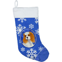 "Caroline's Treasures SS4665-CS Cavalier Spaniel Winter Snowflakes Christmas Stocking, 11 x 18"", Multicolor"