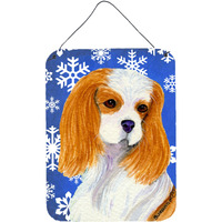"Caroline's Treasures Cavalier Spaniel Winter Snowflakes Holiday Door Hanging Prints wall-decor, 16"" x 12"", Multicolor"