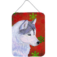 "Caroline's Treasures Siberian Husky Red Snowflakes Holiday Christmas Wall or Door Hanging Prints, 16"" x 12"", Multicolor"