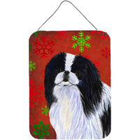 "Caroline's Treasures Japanese Chin Red Snowflakes Holiday Christmas Wall or Door Hanging Prints, 16"" x 12"", Multicolor"