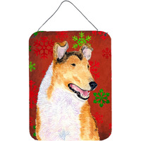"Caroline's Treasures Collie Smooth Red Snowflakes Holiday Christmas Wall or Door Hanging Prints, 16"" x 12"", Multicolor"
