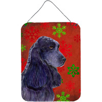 "Caroline's Treasures SS4678DS1216 Cocker Spaniel Red Snowflakes Holiday Christmas Wall or Door Hanging Prints, 16"" x 12"", Multicolor"