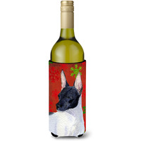 Rat Terrier  Snowflakes Holiday Christmas Wine Bottle Beverage Insulator Beverage Insulator Hugger