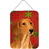 "Caroline's Treasures SS4694DS1216 Dachshund Red Snowflakes Holiday Christmas Wall or Door Hanging Prints, 16"" x 12"", Multicolor"