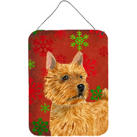 "Caroline's Treasures Norwich Terrier Red Snowflakes Holiday Christmas Wall or Door Hanging Prints, 16"" x 12"", Multicolor"