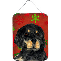 "Caroline's Treasures Gordon Setter Red Snowflakes Holiday Christmas Wall or Door Hanging Prints, 16"" x 12"", Multicolor"