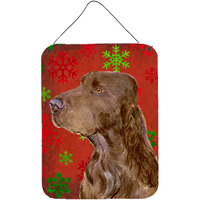 "Caroline's Treasures Field Spaniel Red Snowflakes Holiday Christmas Wall or Door Hanging Prints, 16"" x 12"", Multicolor"