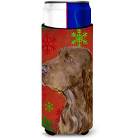 Field Spaniel Red and Green Snowflakes Holiday Christmas Ultra Beverage Insulators for slim cans SS4732MUK