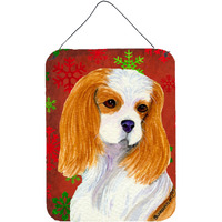 "Caroline's Treasures SS4734DS1216 Cavalier Spaniel Red Snowflakes Holiday Christmas Wall or Door Hanging Prints, 16"" x 12"", Multicolor"