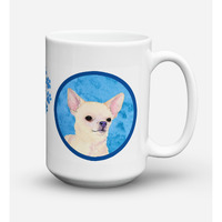 "Caroline's Treasures SS4748-BU-CM15 Chihuahua Microwavable Ceramic Coffee Mug, 15 oz, Multicolor"