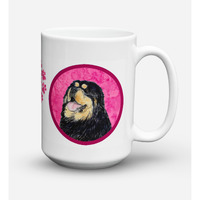 "Caroline's Treasures SS4788-PK-CM15 Tibetan Mastiff Microwavable Ceramic Coffee Mug, 15 oz, Multicolor"