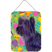 "Caroline's Treasures Skye Terrier Easter Eggtravaganza Aluminium Metal Wall or Door Hanging Prints, 16"" x 12"", Multicolor"