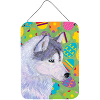 "Caroline's Treasures Siberian Husky Easter Eggtravaganza Aluminium Metal Wall or Door Hanging Prints, 16"" x 12"", Multicolor"