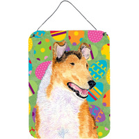"Caroline's Treasures Collie Smooth Easter Eggtravaganza Aluminium Metal Wall or Door Hanging Prints, 16"" x 12"", Multicolor"