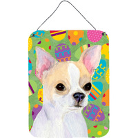"Caroline's Treasures SS4819DS1216 Chihuahua Easter Eggtravaganza Aluminium Metal Wall or Door Hanging Prints, 16"" x 12"", Multicolor"