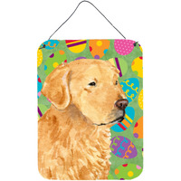 "Caroline's Treasures Golden Retriever Easter Eggtravaganza Wall or Door Hanging Prints, 16"" x 12"", Multicolor"