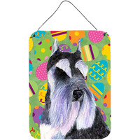 "Caroline's Treasures SS4822DS1216 Schnauzer Easter Eggtravaganza Aluminium Metal Wall or Door Hanging Prints, 16"" x 12"", Multicolor"