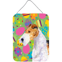 "Caroline's Treasures Fox Terrier Easter Eggtravaganza Aluminium Metal Wall or Door Hanging Prints, 16"" x 12"", Multicolor"