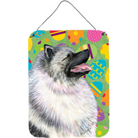 "Caroline's Treasures Keeshond Easter Eggtravaganza Aluminium Metal Wall or Door Hanging Prints, 16"" x 12"", Multicolor"