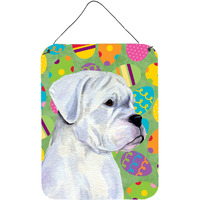 "Caroline's Treasures SS4854DS1216 Boxer Easter Eggtravaganza Aluminium Metal Wall or Door Hanging Prints, 16"" x 12"", Multicolor"