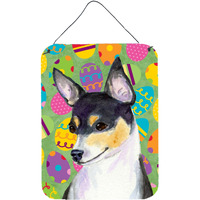 "Caroline's Treasures SS4863DS1216 Chihuahua Easter Eggtravaganza Aluminium Metal Wall or Door Hanging Prints, 16"" x 12"", Multicolor"