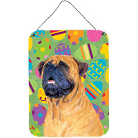 "Caroline's Treasures SS4865DS1216 Mastiff Easter Eggtravaganza Aluminium Metal Wall or Door Hanging Prints, 16"" x 12"", Multicolor"