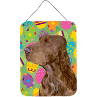"Caroline's Treasures Field Spaniel Easter Eggtravaganza Aluminium Metal Wall or Door Hanging Prints, 16"" x 12"", Multicolor"