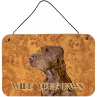 "Caroline's Treasures Field Spaniel Wipe Your Paws Aluminum Metal Wall or Door Hanging Prints, 8 x 12"""