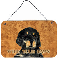 "Caroline's Treasures Gordon Setter Wipe Your Paws Aluminum Metal Wall or Door Hanging Prints, 8 x 12"""