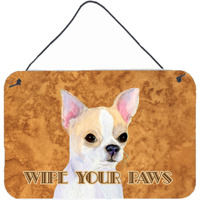 "Caroline's Treasures SS4901DS812 Chihuahua Wipe Your Paws Aluminum Metal Wall or Door Hanging Prints, 8 x 12"""