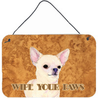 "Caroline's Treasures SS4902DS812 Chihuahua Wipe Your Paws Aluminum Metal Wall or Door Hanging Prints, 8 x 12"""