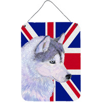 "Caroline's Treasures Siberian Husky with English Union Jack British Flag Wall or Door Hanging Prints, 16"" x 12"""