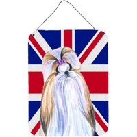 "Caroline's Treasures SS4907DS1216 Shih Tzu with English Union Jack British Flag Wall or Door Hanging Prints, 16"" x 12"""
