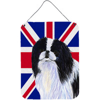 "Caroline's Treasures Japanese Chin with English Union Jack British Flag Wall or Door Hanging Prints, 16"" x 12"""
