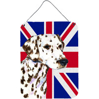 "Caroline's Treasures SS4911DS1216 Dalmatian with English Union Jack British Flag Wall or Door Hanging Prints, 16"" x 12"""