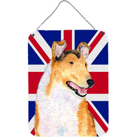 "Caroline's Treasures Collie Smooth with English Union Jack British Flag Wall or Door Hanging Prints, 16"" x 12"""