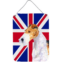 "Caroline's Treasures Fox Terrier with English Union Jack British Flag Wall or Door Hanging Prints, 16"" x 12"""
